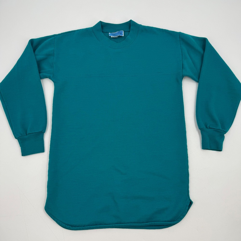 Tiger Bay Teal Crew Neck Long‎ Sleeve Tunic Sweatshirt Top M Made in USA
